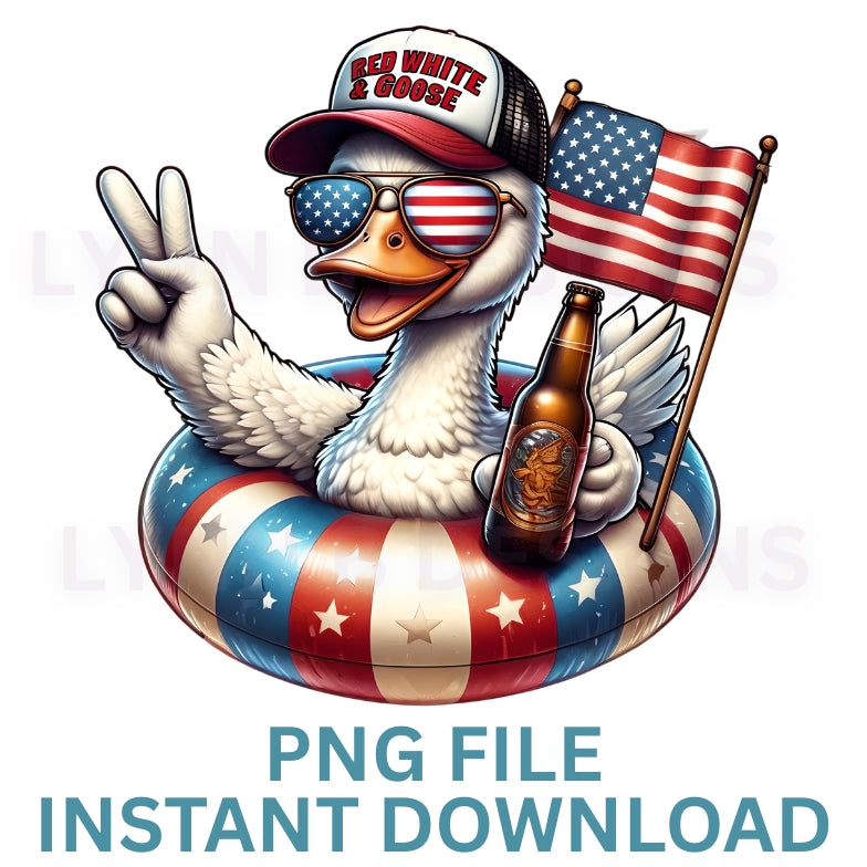 Red White & Goose png, goose png 4th of july