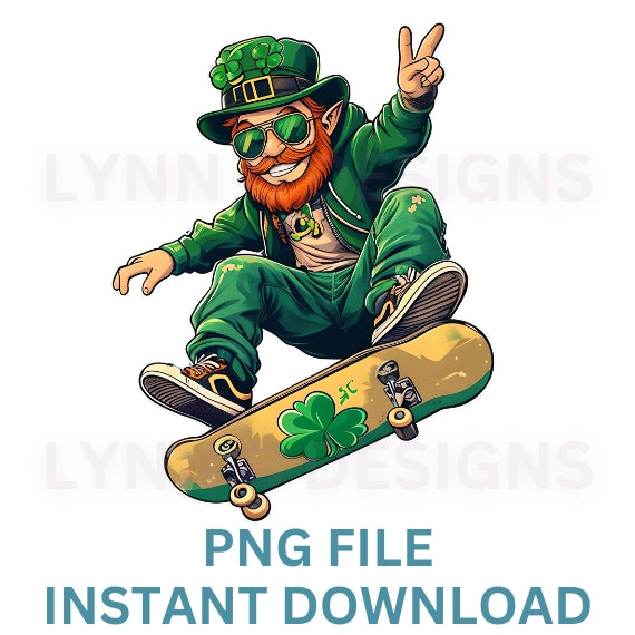 Leprechaun png, st. patricks day png,skateboarding png