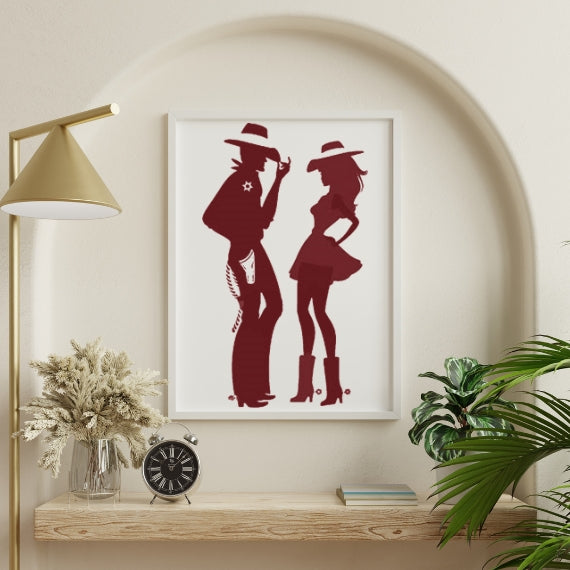 Cowboy and cowgirl silhouette