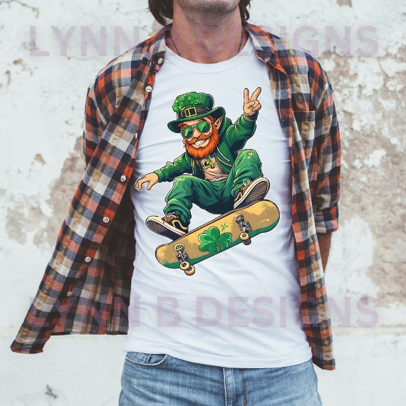 Leprechaun png, st. patricks day png,skateboarding png
