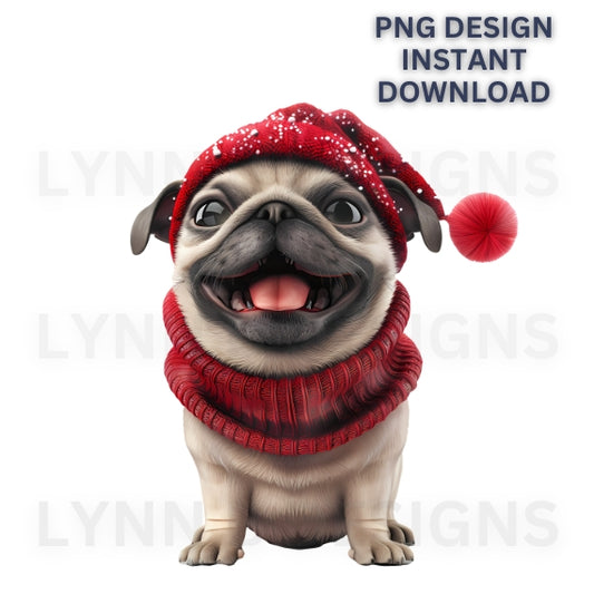 Pug in sweater png